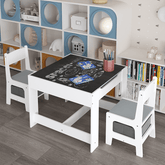 Bellemave® 3 in 1 Wooden Kids Table and Chair Set with Storage Drawer for Toddlers Drawing, Reading, Crafts - Bellemave